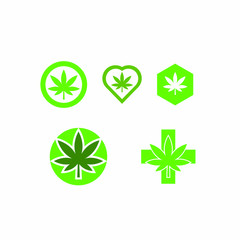 Cannabis sets of logo green color white background - Vector