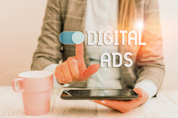 Text sign showing Digital Ads. Business photo text uses the Internet to deliver promotional...