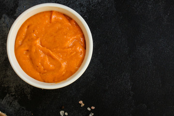 pumpkin soup (first course, delicious vegetable vitamin food) menu concept. food background. copy space. Top view