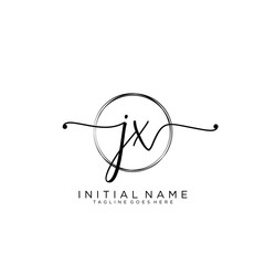 JX Initial handwriting logo with circle template vector.