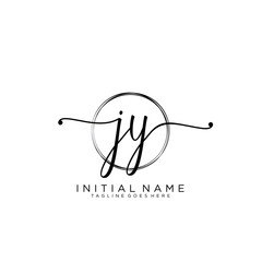 JY Initial handwriting logo with circle template vector.