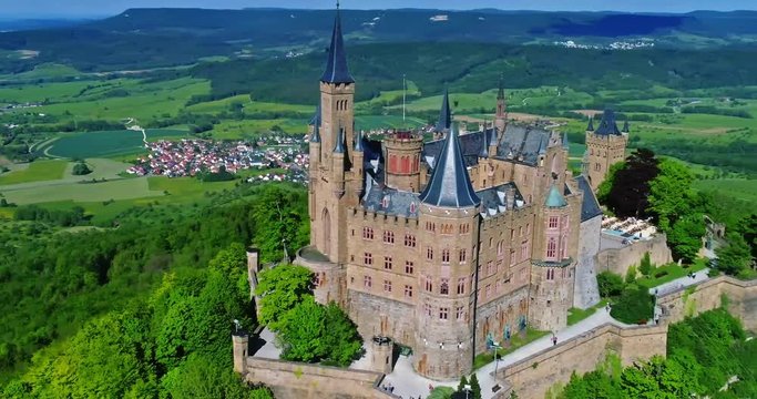 Aerial view of famous Hohenzollern Castle, Germany.