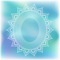 Blurred pastel background with decorative pattern in ethnic oriental style on for greeting card, invitation or announcement