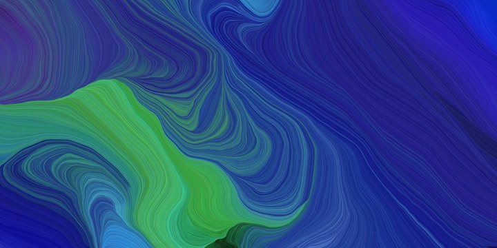 abstract fractal swirl waves. can be used as wallpaper, background graphic or texture. graphic illustration with midnight blue, medium sea green and teal blue colors © Eigens