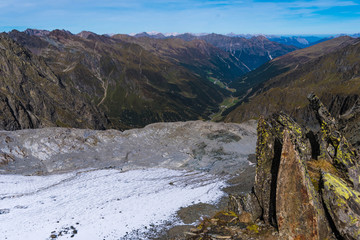 glacier tongue in the stubai alps, tyrol