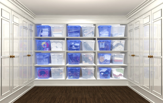 3D rendering of an organized Closet