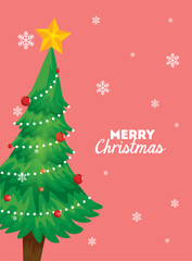 merry christmas poster with pine tree design