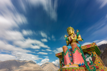 Fototapeta premium Maitreya Buddha statue on the top of Diskit Monastery, Ladakh