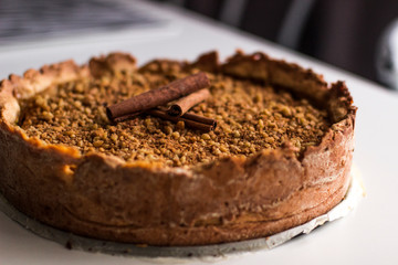 delicious tart with pumpkin and cinnamon