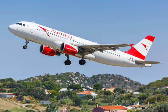 Austrian Airlines Airbus A320 Airplane Skiathos Airport