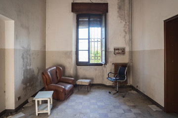 An old broken wooden window