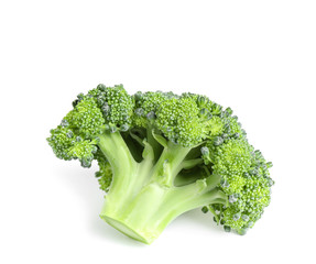 Fresh green raw broccoli on white background