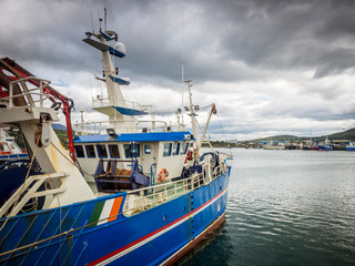 Fishing boat at the port of castletownbere in ireland