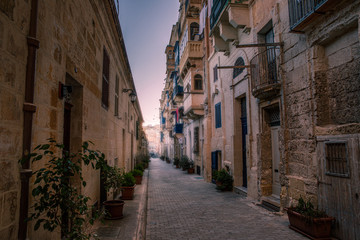 narrow street in old town Valletta