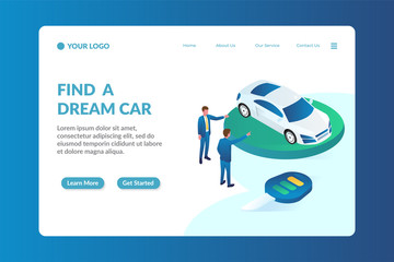 car dealer isometric website landing page template
