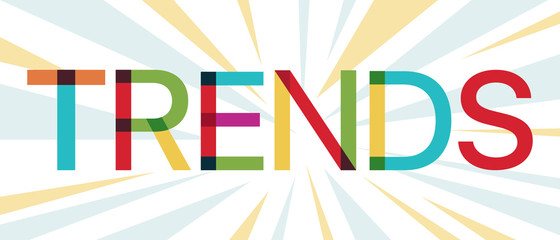 "Trends" word with colorful rays