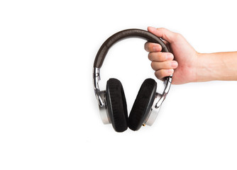 hand holding a headphone