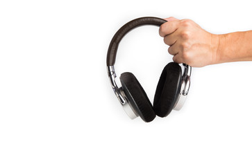 hand holding a headphone