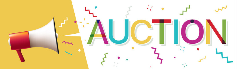 Megaphone with "Auction" in Speech Bubble 
