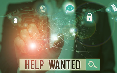 Word writing text Help Wanted. Business photo showcasing An ad in the paper an employer places to...