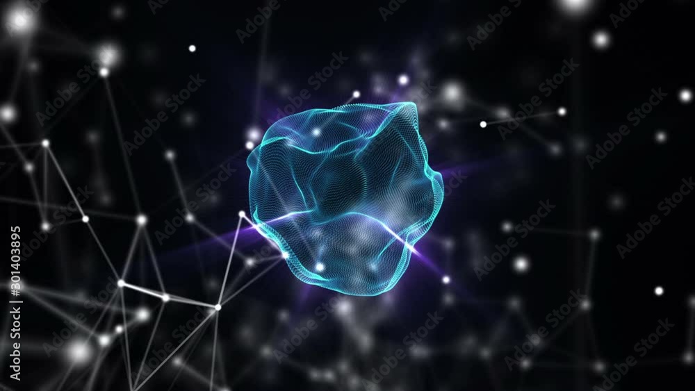 Poster Plexus fantasy abstract technology and engineering background with original organic motion. Plexus style. Depth of field settings. 3D rendering