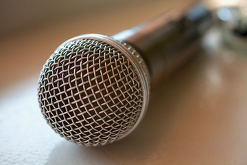 Obraz premium Wired microphone for vocals on the table