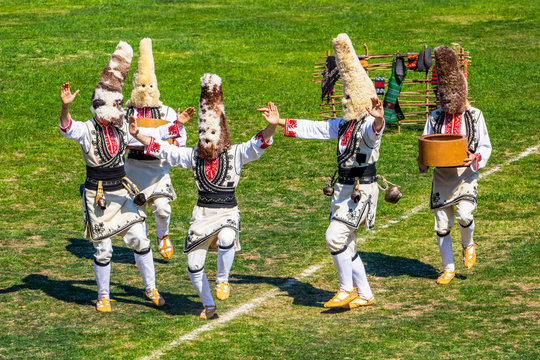 Unidentified male participants at the National Festival Dervishi Varvara 2019, village of Varvara, Pazardzhik Province, Rhodope Mountains from the village of Chelopech