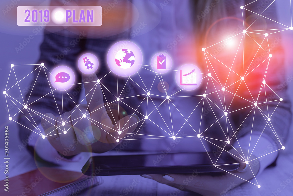 Aufkleber handwriting text writing 2019 plan. conceptual photo setting up your goals and plans for the current