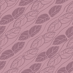 beautiful leaves foliage seamless pattern ,  leaf repeatable tile for textile or wrapping paper , vector pink color