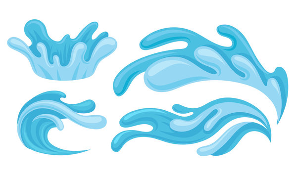 Set Of Water Splashe Patterns In Different Shapes And Forms Vector Illustrations