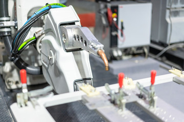 robot arm in factory