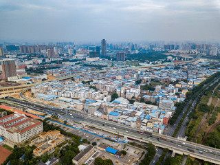 Fototapeta na wymiar Aerial photos of high-rise buildings in urban areas of Asian cities
