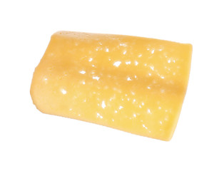 Tasty cheese slice isolated on white. Sandwich ingredient