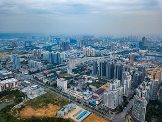 Fototapeta na wymiar Aerial photos of high-rise buildings in urban areas of Asian cities