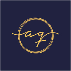 Letter AQ or A Q Initial with circle handwriting concept. handwriting logo of initial signature, wedding, fashion, jewelry, boutique, and botanical with creative template for any company or business -