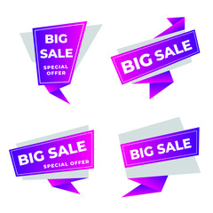 vector set of big sale labels