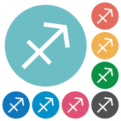 Sagittarius zodiac symbol flat round icons