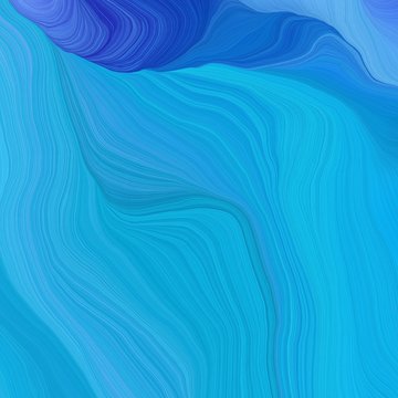 quadratic graphic illustration with dodger blue, strong blue and corn flower blue colors. abstract colorful waves motion. can be used as wallpaper, background graphic or texture © Eigens