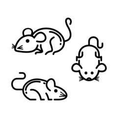 Rat – mouse icon, isolated on white background. Design with black line Vector, suitable for element of Happy Chinese New Year 2020 