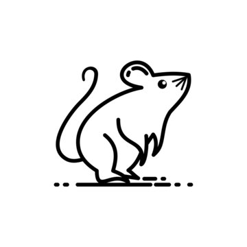 Rat – mouse icon, isolated on white background. Design with black line Vector, suitable for element of Happy Chinese New Year 2020 