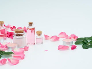 Spa set of rose oil and scented candles