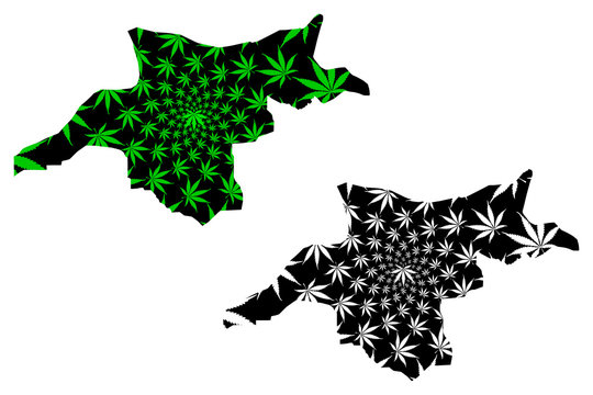 Mongala Province (Democratic Republic of the Congo, DR Congo, DRC, Congo-Kinshasa) map is designed cannabis leaf green and black, Mongala map made of marijuana (marihuana,THC) foliage....