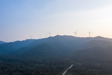 wind turbines in the mountains