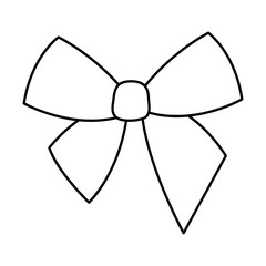 bow ribbon christmas decorative line style vector illustration design