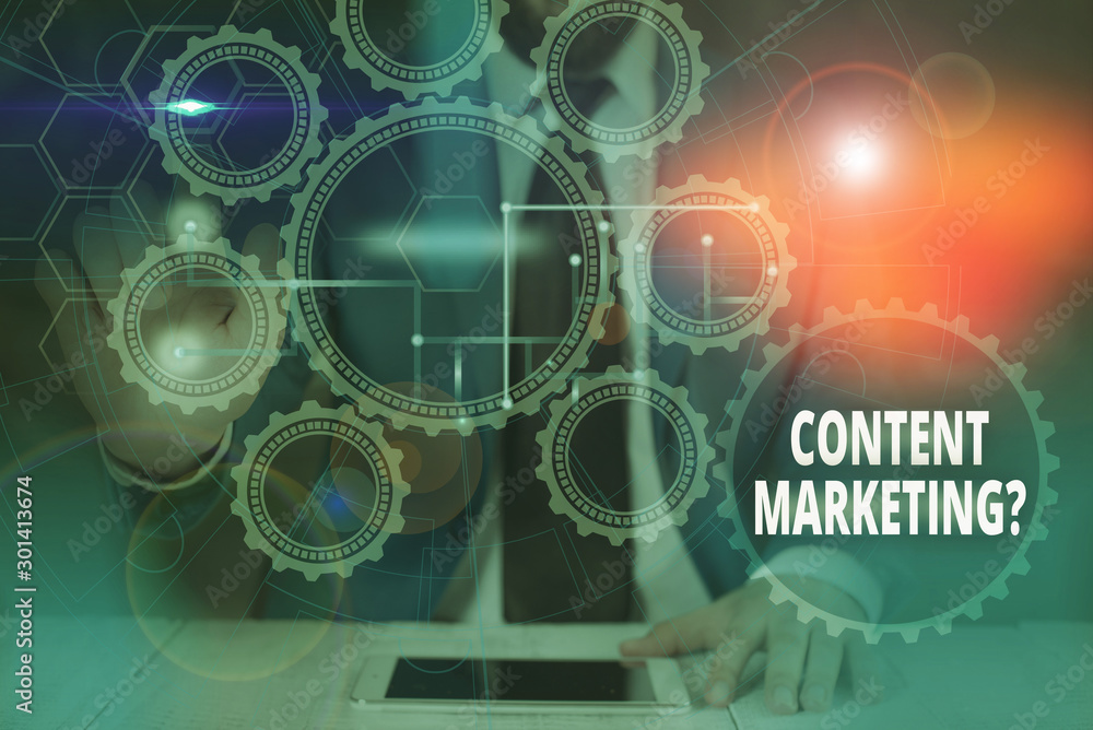 Poster handwriting text content marketing question. conceptual photo involves creation and sharing of onlin