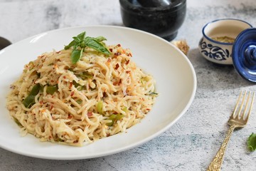 Aglio Olio Spaghetti Pasta in garlic and olive oil