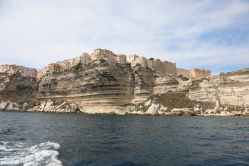 Fototapeta na wymiar houses on the coast of Bonifacio City in Corsica Island