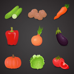 Vegetable vector icon set.