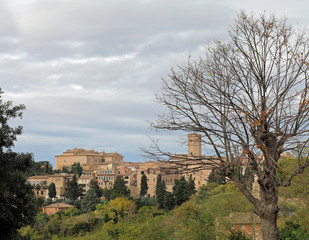 Cityscape of Recanati the birth city of Giacomo Leopardi a famou