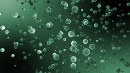 Abstract Graduated Green Background With Floating Balls